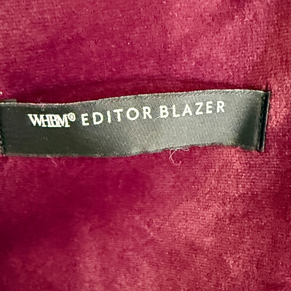 White House Black Market Deep Burgundy Velour Blazer - Picture 5 of 16
